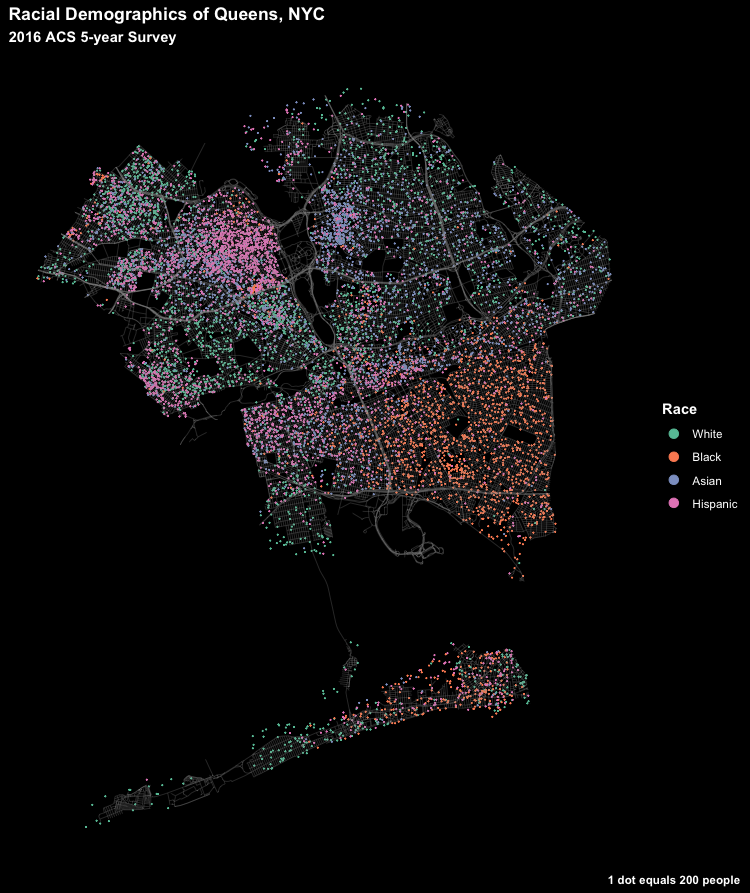 Queens racial dot plot
